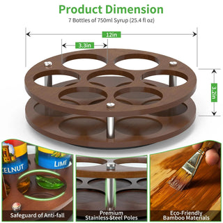 Organizer Cucina Organizzazione Bottiglie Roteante Legno Marrone Scuro-INTERIOR DREAM DESIGN