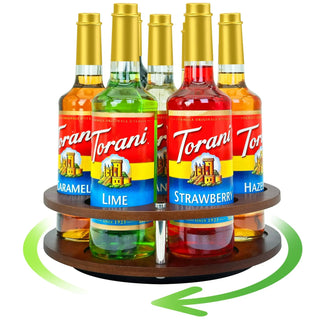 Organizer Cucina Organizzazione Bottiglie Roteante Legno Marrone Scuro-INTERIOR DREAM DESIGN