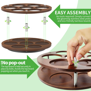 Organizer Cucina Organizzazione Bottiglie Roteante Legno Marrone Scuro-INTERIOR DREAM DESIGN