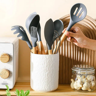 Organizer Cucina Utensili Posate Attrezzi Cucina Pratico Comodo Resistente Bianco Nero-INTERIOR DREAM DESIGN