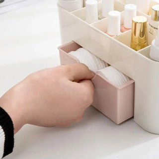 Organizer Da Bagno Con Cassetto In Due Colori Di Plastica Con Cassetto Bello Pratico Adatto A Cosmetici Trucchi Rosa Azzurro - INTERIOR DREAM DESIGN