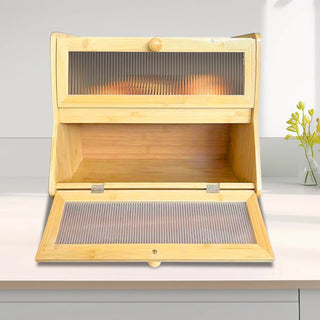 Organizer Porta Pane 2 Ripiani Legno Marrone Chiaro Arredamento Casa Cucina-INTERIOR DREAM DESIGN