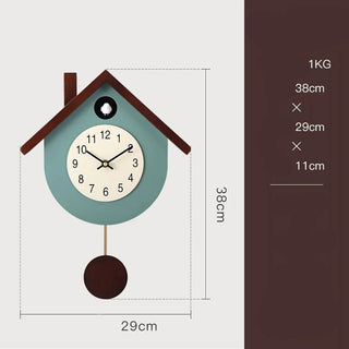 Orologio Cucù Forma Casa Azzurro Marrone Creativo Moderno Arredamento Casa-INTERIOR DREAM DESIGN