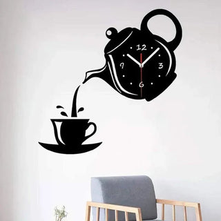 Orologio Da Parete 3D Design Tazza Caffè Teiera Decorazione Soggiorno Accessori Casa - INTERIOR DREAM DESIGN