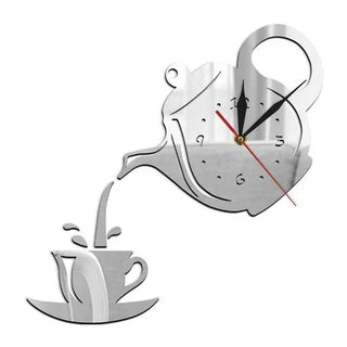 Orologio Da Parete 3D Design Tazza Caffè Teiera Decorazione Soggiorno Accessori Casa - INTERIOR DREAM DESIGN