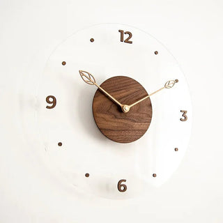 Orologio Da Parete In Legno E Vetro Colore Marrone Scuro E Trasparente Design Moderno Arredo Casa - INTERIOR DREAM DESIGN