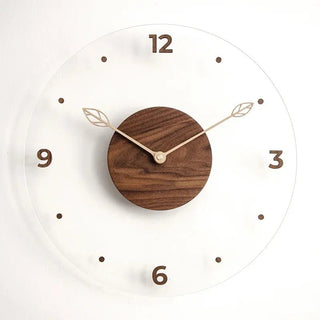 Orologio Da Parete In Legno E Vetro Colore Marrone Scuro E Trasparente Design Moderno Arredo Casa - INTERIOR DREAM DESIGN