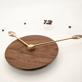 Orologio Da Parete In Legno E Vetro Colore Marrone Scuro E Trasparente Design Moderno Arredo Casa - INTERIOR DREAM DESIGN