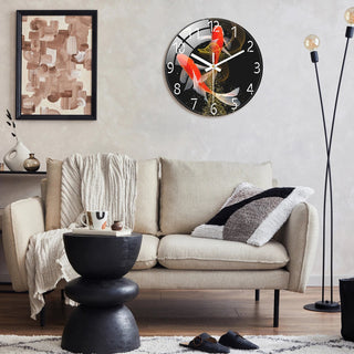 Orologio da Parete Nero Con Pesci Di Vetro In Tre Dimensioni Adatto Ad Arredo Casa Per Tutta La Casa - INTERIOR DREAM DESIGN