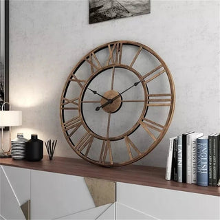 Orologio Parete Oro Nero Metallo Ferro Batteria Diametro 40cm Arredamento Decorazione Casa - INTERIOR DREAM DESIGN