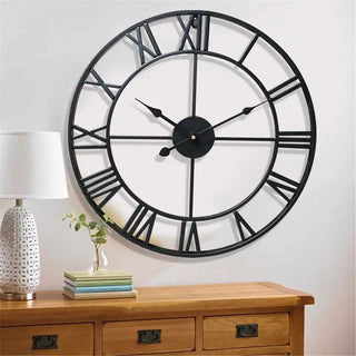 Orologio Parete Oro Nero Metallo Ferro Batteria Diametro 40cm Arredamento Decorazione Casa - INTERIOR DREAM DESIGN