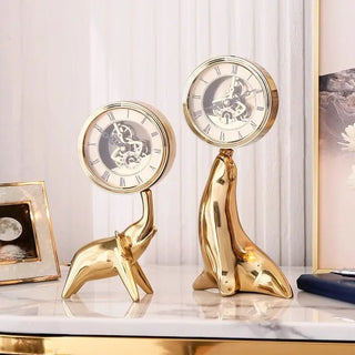 Orologio Sveglia Oro Diversi Modelli Animali Elefante Foca Fantasioso Camera Letto Salotto-INTERIOR DREAM DESIGN