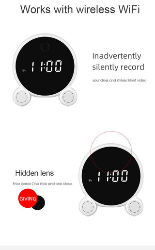 Orologio Sveglia Telecamera Wifi HD Visione Rilevamento Movimento USB - INTERIOR DREAM DESIGN