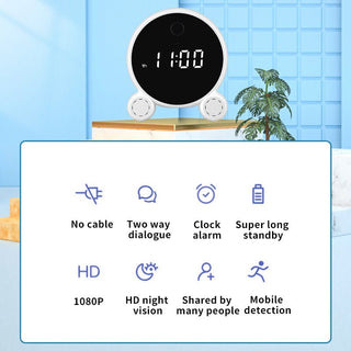 Orologio Sveglia Telecamera Wifi HD Visione Rilevamento Movimento USB - INTERIOR DREAM DESIGN