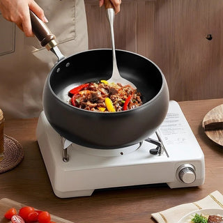 Padella Modello Con Senza Coperchio Ferro Legno Antiaderente Colore Nero Alta-INTERIOR DREAM DESIGN