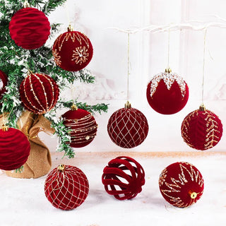 Palline Di Natale Rosse In Set Da 4 Pezzi In Velluto Belle Diverse Per Albero Di Natale Addobbi Design Casa - INTERIOR DREAM DESIGN