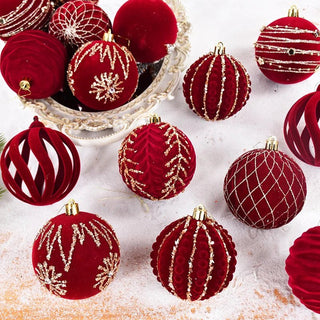 Palline Di Natale Rosse In Set Da 4 Pezzi In Velluto Belle Diverse Per Albero Di Natale Addobbi Design Casa - INTERIOR DREAM DESIGN