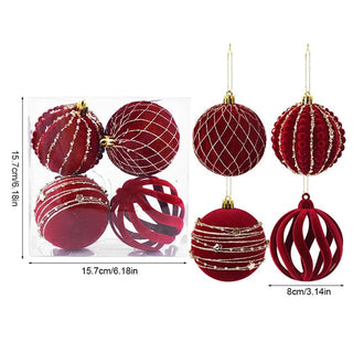 Palline Di Natale Rosse In Set Da 4 Pezzi In Velluto Belle Diverse Per Albero Di Natale Addobbi Design Casa - INTERIOR DREAM DESIGN