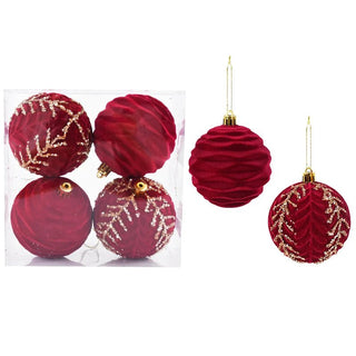 Palline Di Natale Rosse In Set Da 4 Pezzi In Velluto Belle Diverse Per Albero Di Natale Addobbi Design Casa - INTERIOR DREAM DESIGN