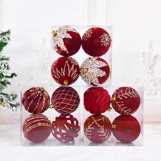 Palline Di Natale Rosse In Set Da 4 Pezzi In Velluto Belle Diverse Per Albero Di Natale Addobbi Design Casa - INTERIOR DREAM DESIGN