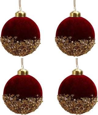 Palline Natalizie Rosso E Oro Con Fondo Oro In Velluto Design Moderno Arredo Casa Natale Babbo Natale - INTERIOR DREAM DESIGN