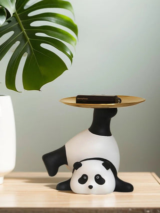 Panda In Resina Con Piatto Svuota Tasche Simpatico Adatto A Salotto E A Tutta La Casa Colorato Bello Da Arredo - INTERIOR DREAM DESIGN