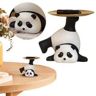 Panda In Resina Con Piatto Svuota Tasche Simpatico Adatto A Salotto E A Tutta La Casa Colorato Bello Da Arredo - INTERIOR DREAM DESIGN