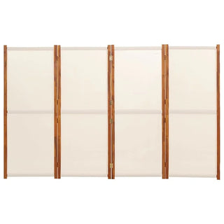 Pannelli Separè 4 Pezzi Pieghevole Dimensioni Massime 280x180cm Legno Massello Colore Beige - INTERIOR DREAM DESIGN