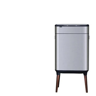 Pattumiera Capacità 30 Litri Peso 7kg Acciaio Inossidabile Colore Bianco Argento Piedi Marroni-INTERIOR DREAM DESIGN