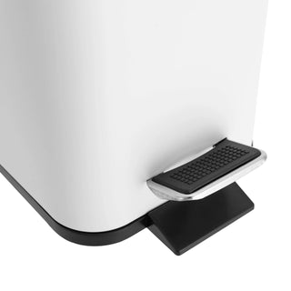 Pattumiera Colore Bianco Coperchio Legno Capacità 5 Litri Apertura Tramite Pedale-INTERIOR DREAM DESIGN