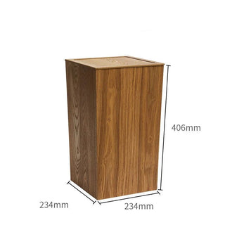 Pattumiera Colori Marrone Chiaro Scuro Materiale Legno Modello Quadrato Coperchio Scomparsa-INTERIOR DREAM DESIGN