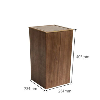 Pattumiera Colori Marrone Chiaro Scuro Materiale Legno Modello Quadrato Coperchio Scomparsa-INTERIOR DREAM DESIGN