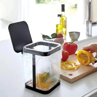 Pattumiera Da Cucina Piccole Dimensioni Bianco Nero Forma Rettangolare Capacità 4L Con Coperchio - INTERIOR DREAM DESIGN