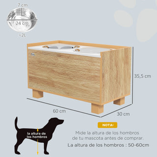 Pawhut Elevated Dog Feeder with Removable Slow Feeder Oak - INTERIOR DREAM DESIGN