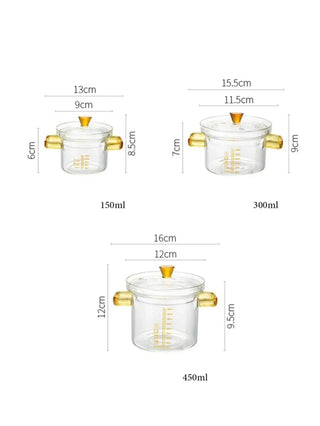 Pentola Vetro Borosilicato Trasparente Elegante Piccole Dimensioni Resistente Accessori Casa Cucina - INTERIOR DREAM DESIGN