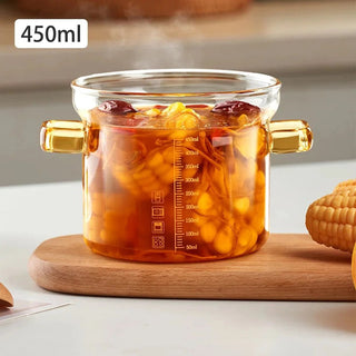 Pentola Vetro Borosilicato Trasparente Elegante Piccole Dimensioni Resistente Accessori Casa Cucina - INTERIOR DREAM DESIGN