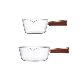 Pentole Cucina Trasparenti Manico Legno Diverse Dimensioni 400 - 600ml Resistente Accessori Cucina Fornello Elettrico Ceramica Gas - INTERIOR DREAM DESIGN