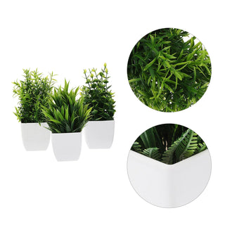 Piante Vaso Finte Artificiali Set 3 Vasi Bianco Verde Arredamento Decorazione Interno Esterno Casa - INTERIOR DREAM DESIGN