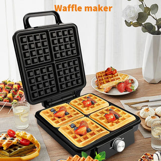 Piastra Waffle Colore Nero Quattro Spazi Acciaio Alluminio Antiaderente-INTERIOR DREAM DESIGN