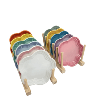 Piatti Colorati Vivaci Decorazione Tavolo Design Semplice Decorazione Cucina Forma Fiore-INTERIOR DREAM DESIGN