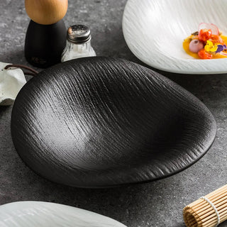 Piatti Cucina Particolari Colore Bianco Nero Porcellana Diverse Dimensioni Stoviglie-INTERIOR DREAM DESIGN