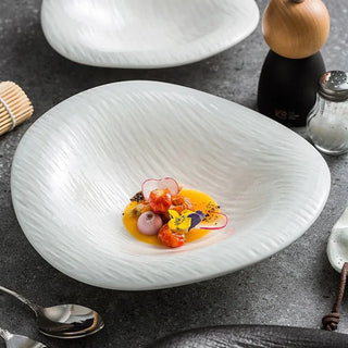 Piatti Cucina Particolari Colore Bianco Nero Porcellana Diverse Dimensioni Stoviglie-INTERIOR DREAM DESIGN