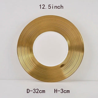 Piatti Materiale Ceramica Diverse Dimensioni Arredo Tavolo Elegante Moderno Design Oro-INTERIOR DREAM DESIGN