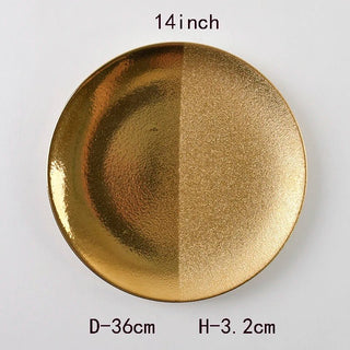 Piatti Materiale Ceramica Diverse Dimensioni Arredo Tavolo Elegante Moderno Design Oro-INTERIOR DREAM DESIGN