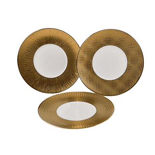 Piatti Materiale Ceramica Diverse Dimensioni Arredo Tavolo Elegante Moderno Design Oro-INTERIOR DREAM DESIGN