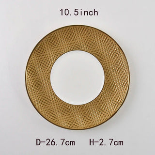 Piatti Materiale Ceramica Diverse Dimensioni Arredo Tavolo Elegante Moderno Design Oro-INTERIOR DREAM DESIGN