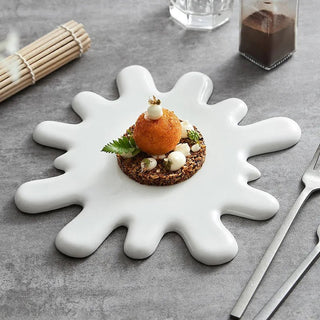 Piatto Ceramica Particolare Bianco Cucina Estetico Cucina Pratico Leggero Carino-INTERIOR DREAM DESIGN