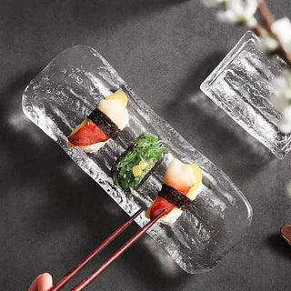 Piatto Cucina Trasparente Vetro Orizzontale Decorazione Ideale Sushi Casa-INTERIOR DREAM DESIGN
