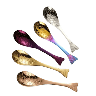 Piccolo Cucchiaio Modello Pesce Design Moderno Creativo Vari Colori Decorazione Tavolo-INTERIOR DREAM DESIGN
