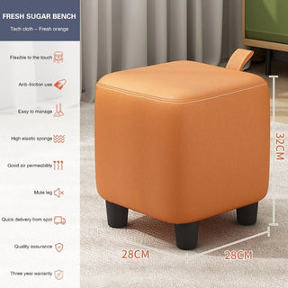 Piccolo Sgabello Materiale Ecopelle Diverse Colorazioni Design Moderno Forma Quadrata Resistente-INTERIOR DREAM DESIGN